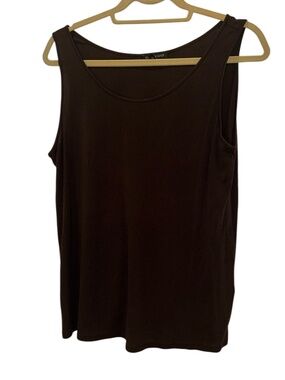 Eileen Fisher 100% Silk Dark Chocolate brown sleeveless tank shell top L